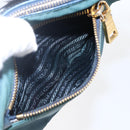PRADA Accessory Pouch Nylon Green Gold Auth 169113-23