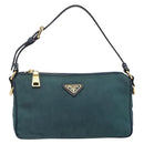 PRADA Accessory Pouch Nylon Green Gold Auth 169113-13