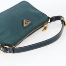 PRADA Accessory Pouch Nylon Green Gold Auth 169113-7