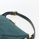 PRADA Accessory Pouch Nylon Green Gold Auth 169113-8