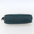 PRADA Accessory Pouch Nylon Green Gold Auth 169113-5