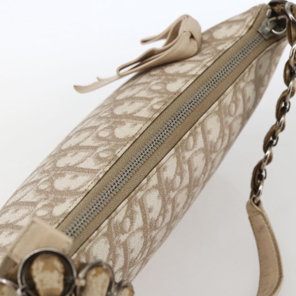 Christian Dior Trotter Romantic Chain Shoulder Bag PVC Beige Auth 169114
