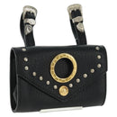 Gianni Versace Pouch Leather Black Gold Auth 169116V-1