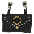 Gianni Versace Pouch Leather Black Gold Auth 169116V-2