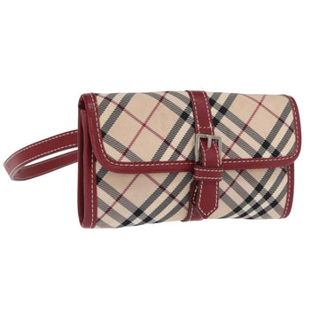 BURBERRY Nova Check Blue Label Waist Bag Canvas 2way Beige Silver Auth 169117