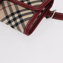 BURBERRY Nova Check Blue Label Waist Bag Canvas 2way Beige Silver Auth 169117-15