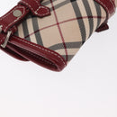 BURBERRY Nova Check Blue Label Waist Bag Canvas 2way Beige Silver Auth 169117-16