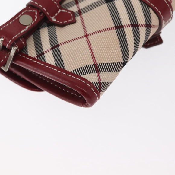 BURBERRY Nova Check Blue Label Waist Bag Canvas 2way Beige Silver Auth 169117