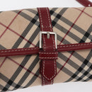 BURBERRY Nova Check Blue Label Waist Bag Canvas 2way Beige Silver Auth 169117-9