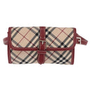 BURBERRY Nova Check Blue Label Waist Bag Canvas 2way Beige Silver Auth 169117-13