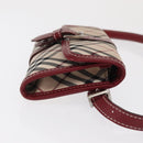 BURBERRY Nova Check Blue Label Waist Bag Canvas 2way Beige Silver Auth 169117-3