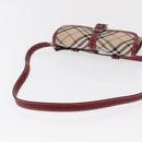 BURBERRY Nova Check Blue Label Waist Bag Canvas 2way Beige Silver Auth 169117-7