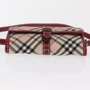 BURBERRY Nova Check Blue Label Waist Bag Canvas 2way Beige Silver Auth 169117-5