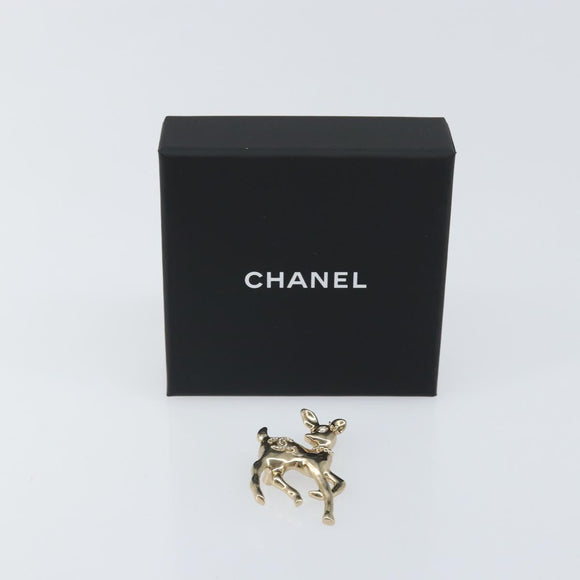 CHANEL Bambi Brooch metal Gold CC Auth 169131V