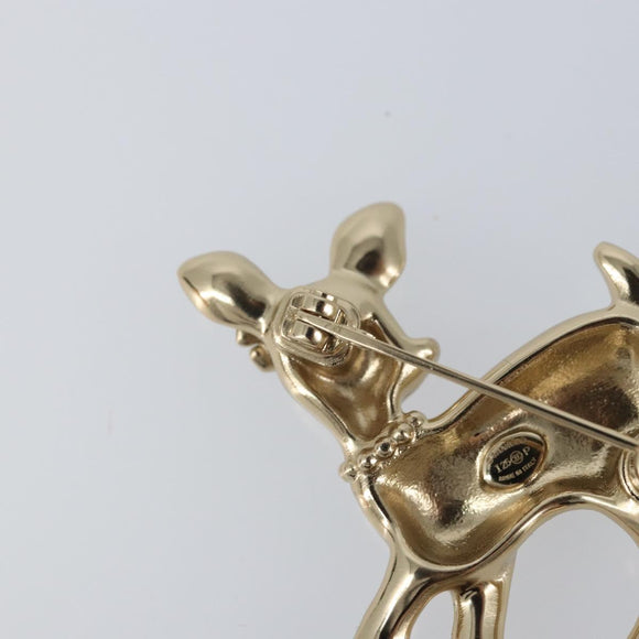 CHANEL Bambi Brooch metal Gold CC Auth 169131V