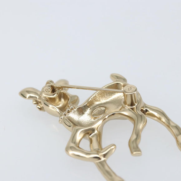 CHANEL Bambi Brooch metal Gold CC Auth 169131V