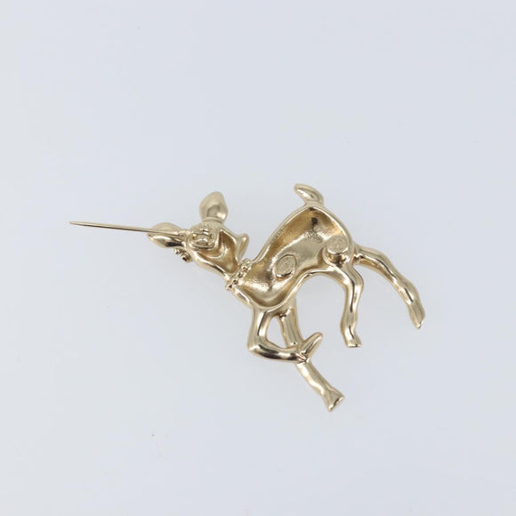CHANEL Bambi Brooch metal Gold CC Auth 169131V