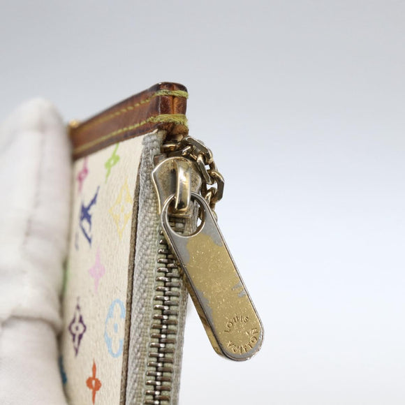 LOUIS VUITTON Monogram Multicolor Pochette Cles Purse White M92655 Auth 169139