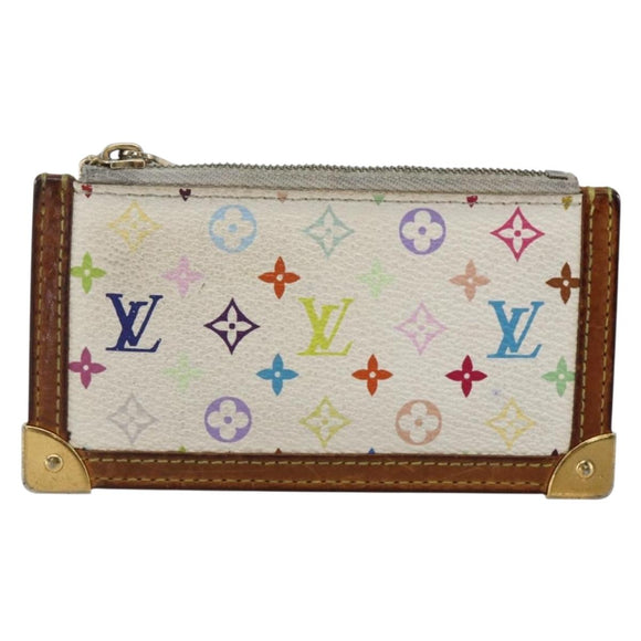 LOUIS VUITTON Monogram Multicolor Pochette Cles Purse White M92655 Auth 169139