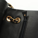 CHANEL Matelasse 25 Double Flap Chain Bag Lamb Skin Black Gold CC Auth 169170SAV-18