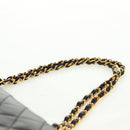 CHANEL Matelasse 25 Double Flap Chain Bag Lamb Skin Black Gold CC Auth 169170SAV-8