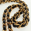 CHANEL Matelasse 25 Double Flap Chain Bag Lamb Skin Black Gold CC Auth 169170SAV-9