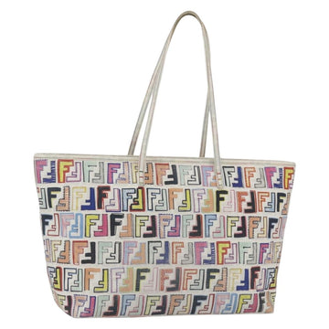 FENDI Zucca Canvas Tote Bag PVC Multicolor Gold Auth 169175