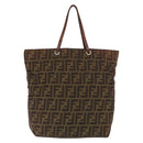 FENDI Zucca Canvas Tote Bag Black Brown Auth 169183-2