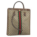 GUCCI GG Supreme Web Sherry Line Tote Bag PVC Beige Gold 010 378 Auth 169187-1