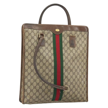 GUCCI GG Supreme Web Sherry Line Tote Bag PVC Beige Gold 010 378 Auth 169187