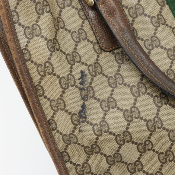GUCCI GG Supreme Web Sherry Line Tote Bag PVC Beige Gold 010 378 Auth 169187