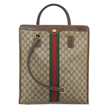 GUCCI GG Supreme Web Sherry Line Tote Bag PVC Beige Gold 010 378 Auth 169187 - 0