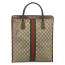 GUCCI GG Supreme Web Sherry Line Tote Bag PVC Beige Gold 010 378 Auth 169187-3