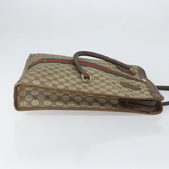 GUCCI GG Supreme Web Sherry Line Tote Bag PVC Beige Gold 010 378 Auth 169187