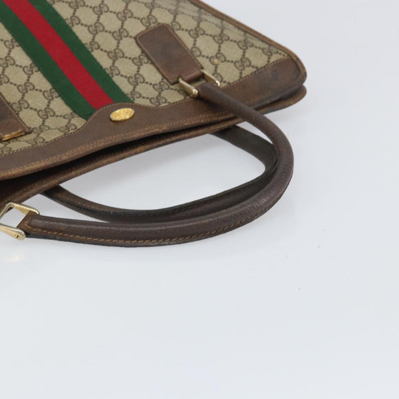 GUCCI GG Supreme Web Sherry Line Tote Bag PVC Beige Gold 010 378 Auth 169187