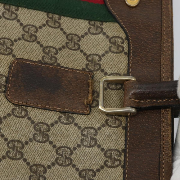 GUCCI GG Supreme Web Sherry Line Tote Bag PVC Beige Gold 010 378 Auth 169187