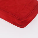 PRADA Shoulder Pouch Nylon Red Gold Auth 169188-15