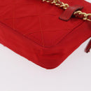 PRADA Shoulder Pouch Nylon Red Gold Auth 169188-9