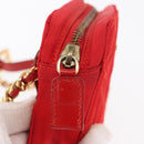 PRADA Shoulder Pouch Nylon Red Gold Auth 169188-10