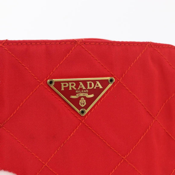 PRADA Shoulder Pouch Nylon Red Gold Auth 169188