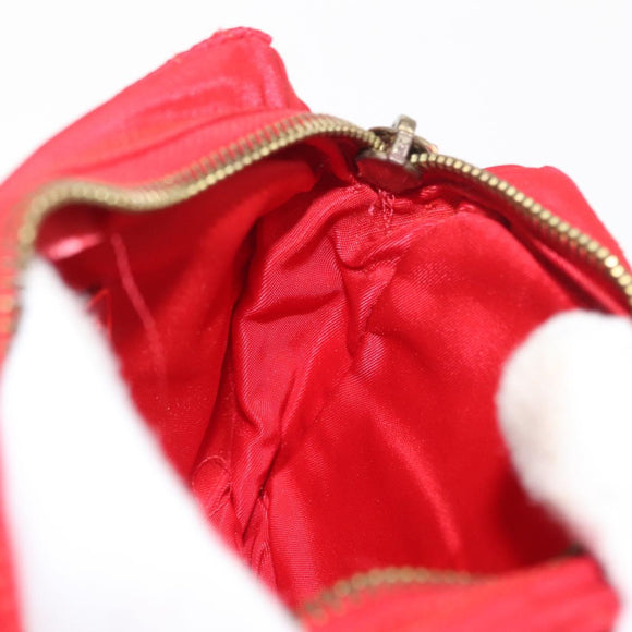 PRADA Shoulder Pouch Nylon Red Gold Auth 169188