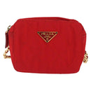 PRADA Shoulder Pouch Nylon Red Gold Auth 169188-13