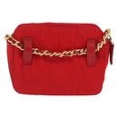 PRADA Shoulder Pouch Nylon Red Gold Auth 169188-2