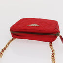 PRADA Shoulder Pouch Nylon Red Gold Auth 169188-6