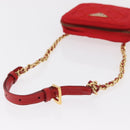 PRADA Shoulder Pouch Nylon Red Gold Auth 169188-7