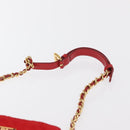 PRADA Shoulder Pouch Nylon Red Gold Auth 169188-8