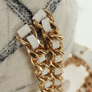 CHANEL Backpack Tweed Gold White CC Auth 169198SM-15