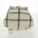 CHANEL Backpack Tweed Gold White CC Auth 169198SM-5