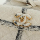 CHANEL Backpack Tweed Gold White CC Auth 169198SM-20