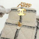 CHANEL Backpack Tweed Gold White CC Auth 169198SM-21